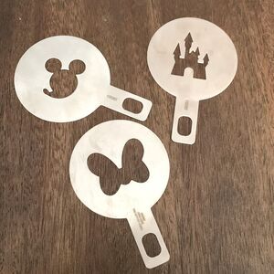 Latte art disney stencils Mickey Minnie Cinderella Castle